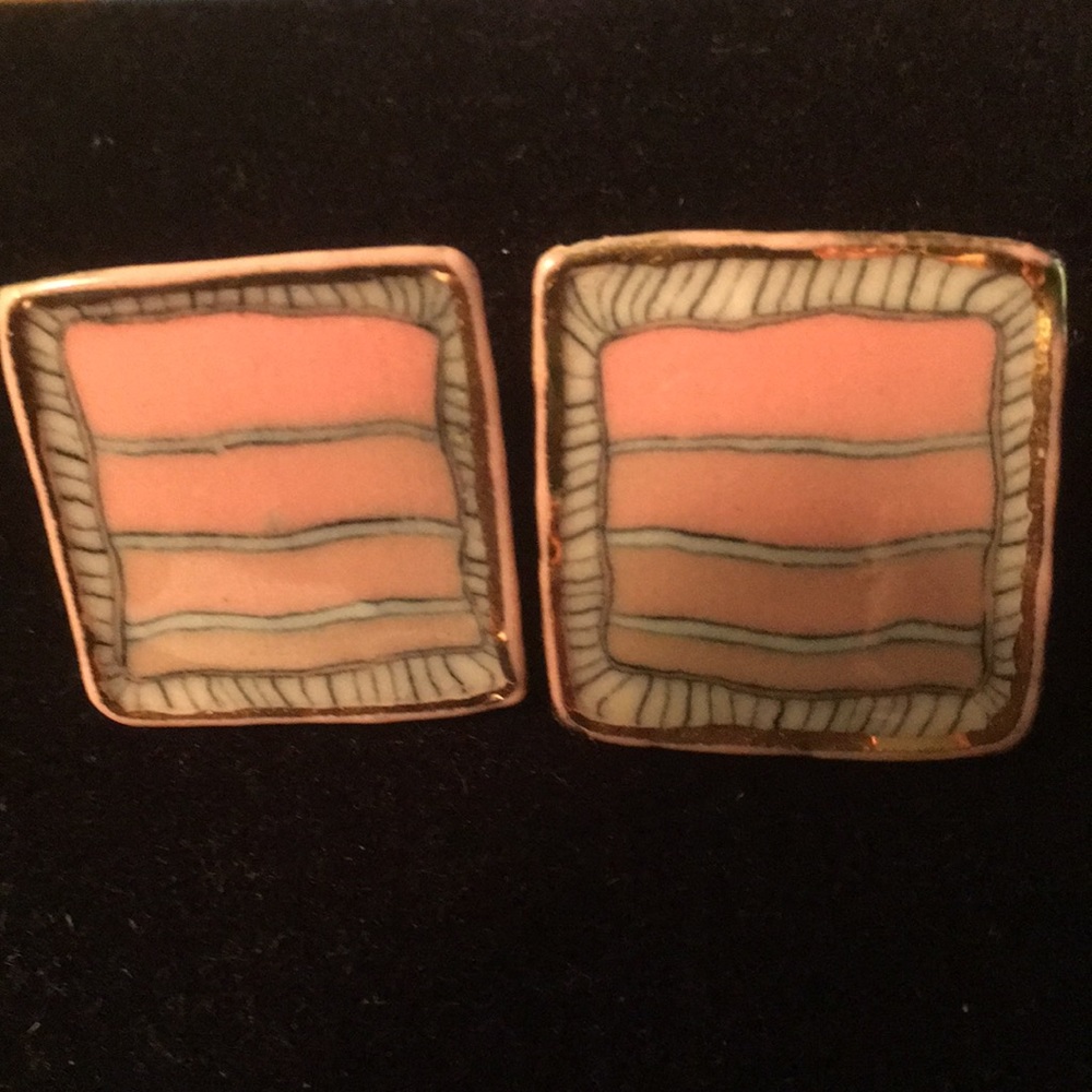 Gold-edged Ceramic Earrings